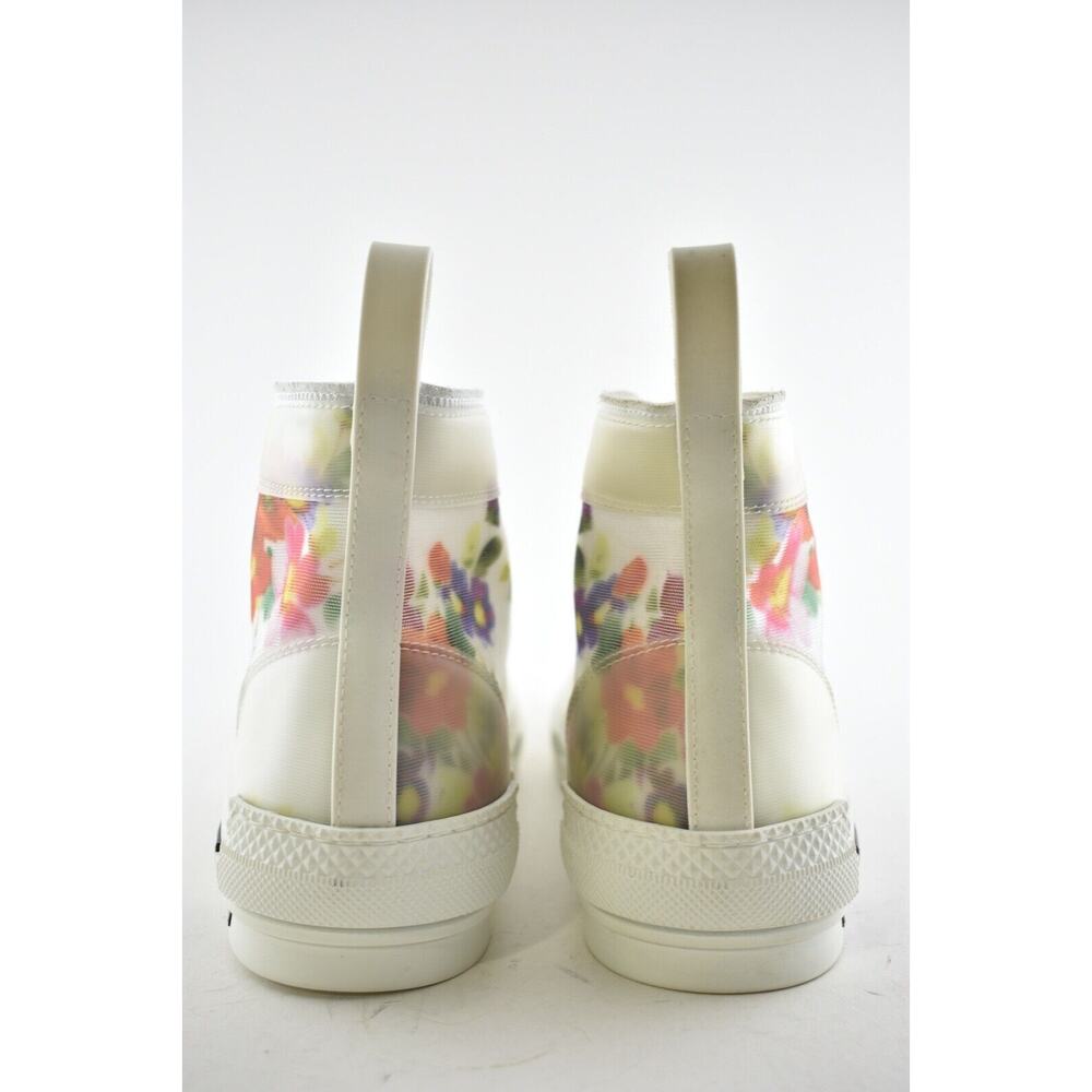 Dior Mens B23 Floral Technical Canvas White High Top Lace Up Flat Sneaker 40 7 - Picture 10 of 11